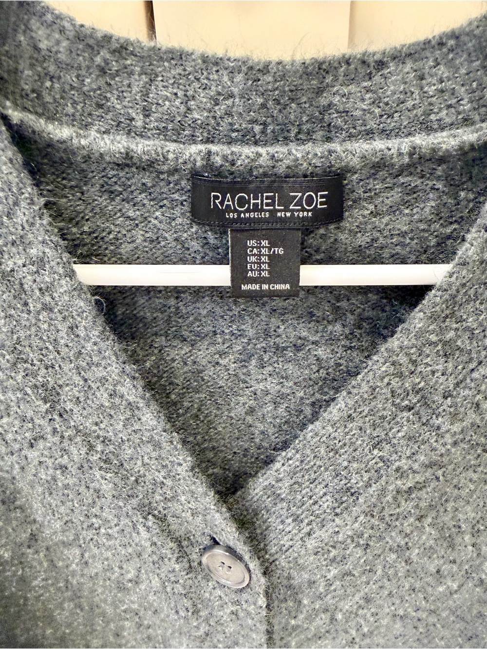 Rachel Zoe Dark Gray V-Neck Button Cardigan - Picture 2 of 4